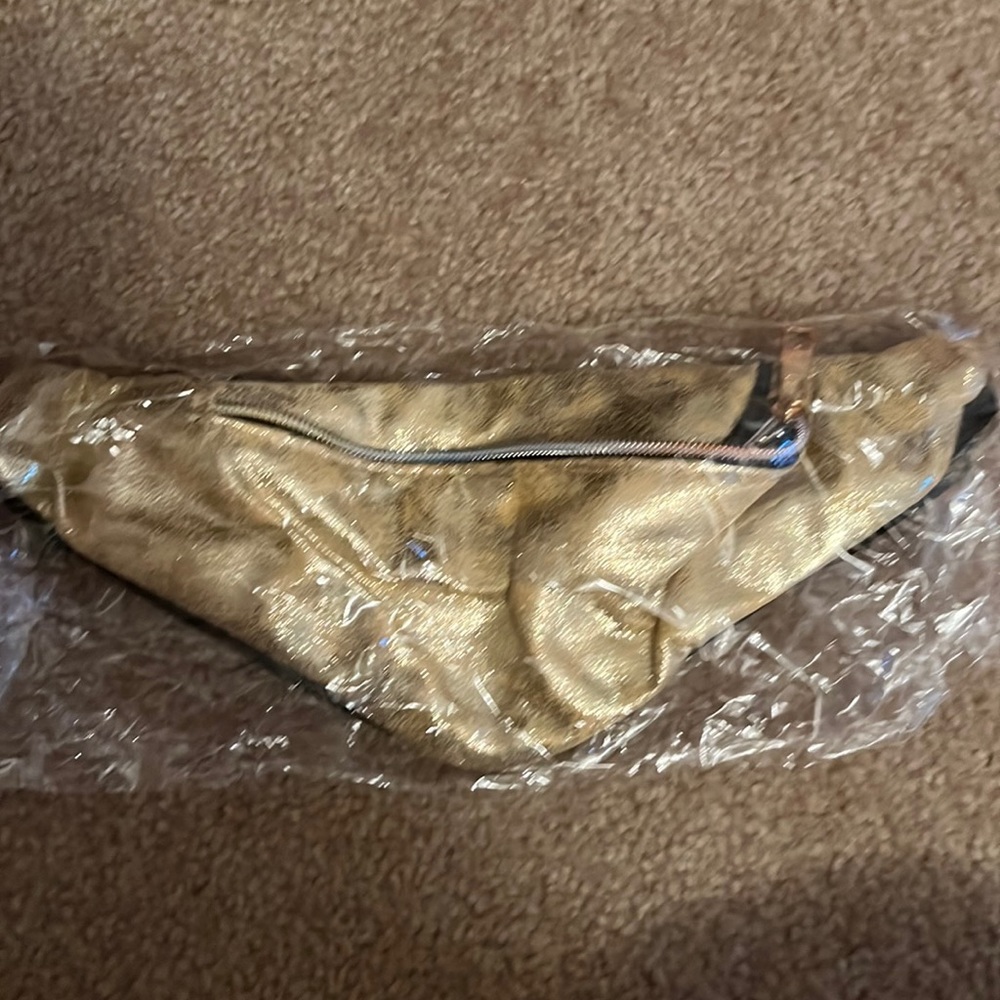 gold sparkly fanny pack
